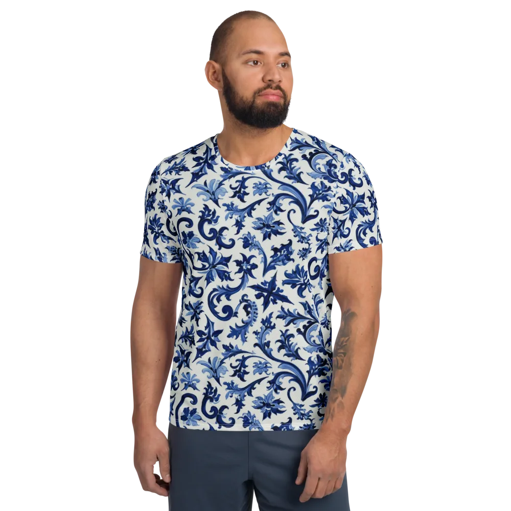 Indigo Filigree on Men's Athletic T-Shirt — Front