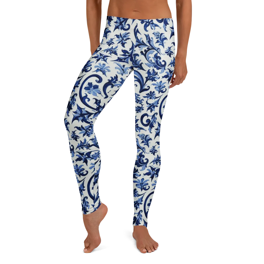 Indigo Filigree on Leggings — Front