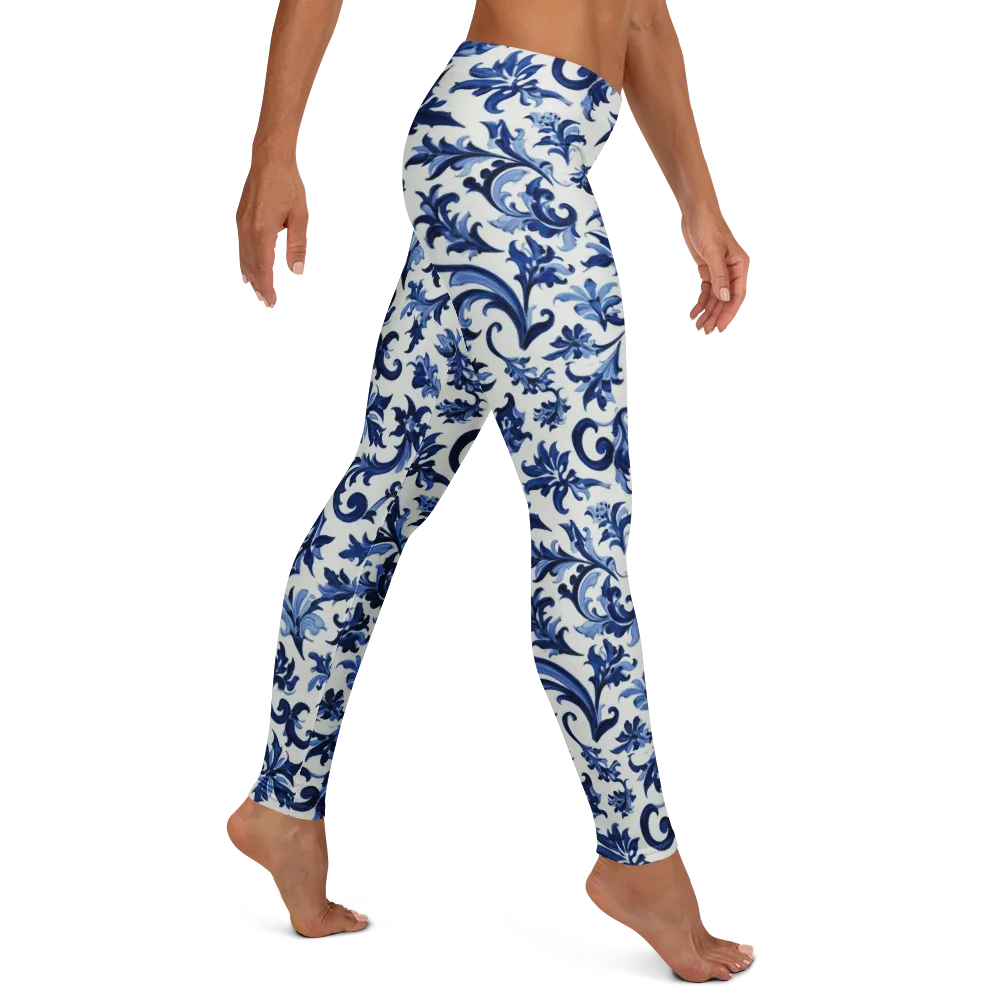 Indigo Filigree on Leggings — Right
