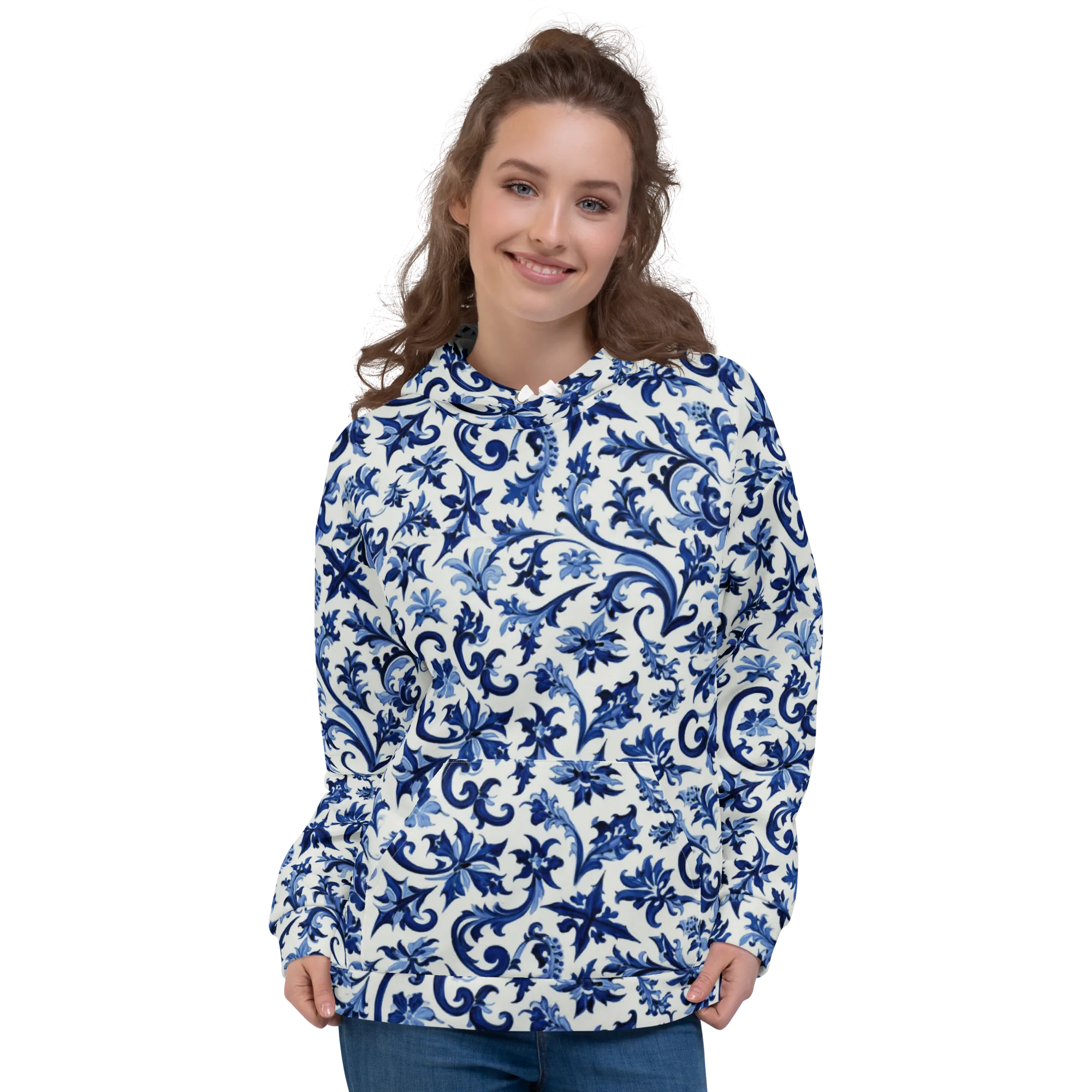 Indigo Filigree on Hoodie — Front