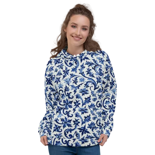 Indigo Filigree on a Hoodie