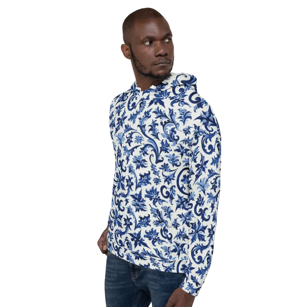 Indigo Filigree on Hoodie — Left