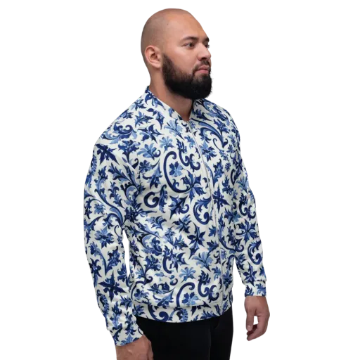 Indigo Filigree on a Bomber Jacket