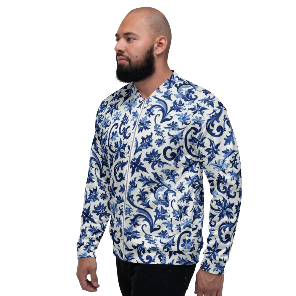 Indigo Filigree on Bomber Jacket — Left