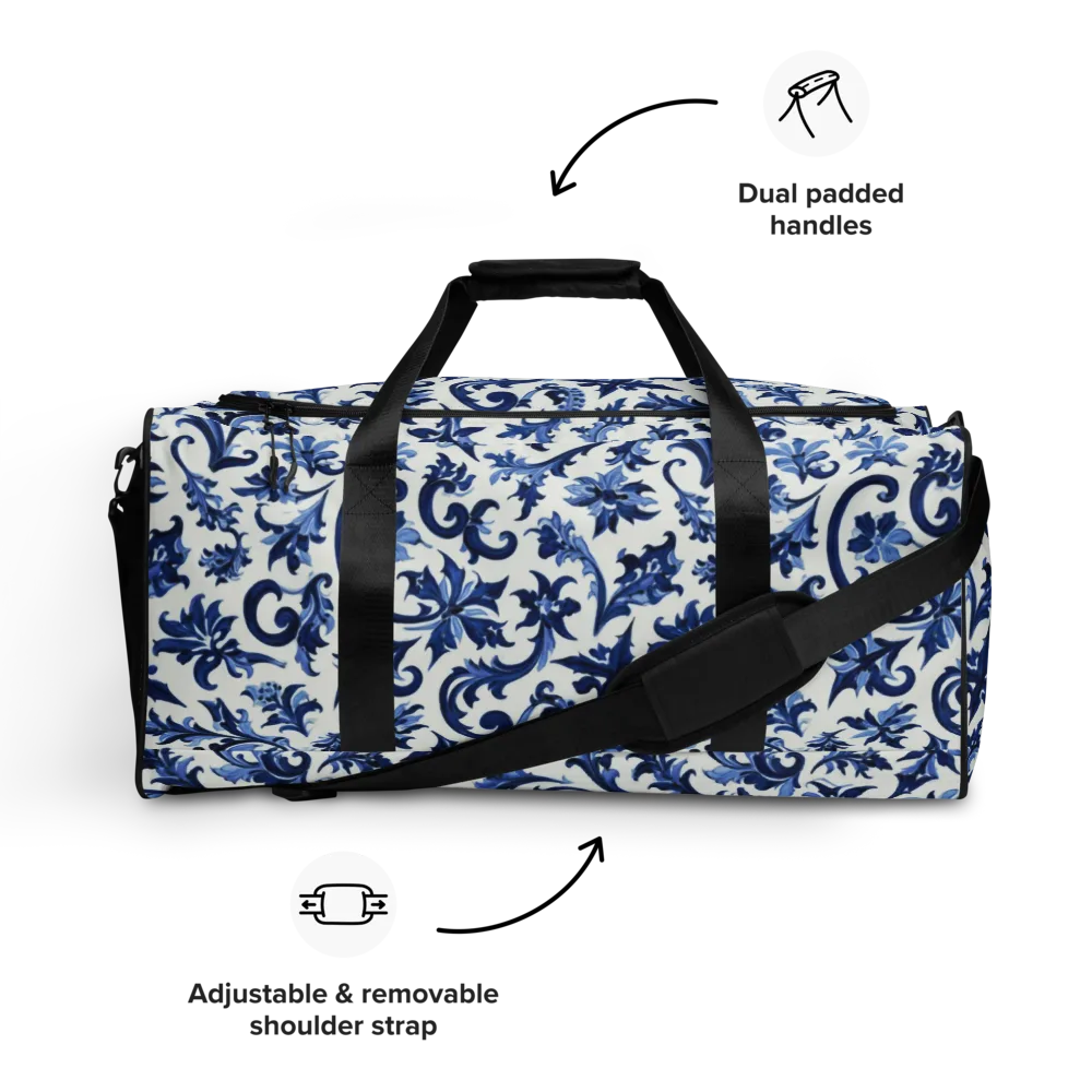 Indigo Filigree on Duffle Bag — Front