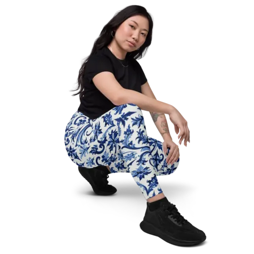 Indigo Filigree on a Leggings with Pockets