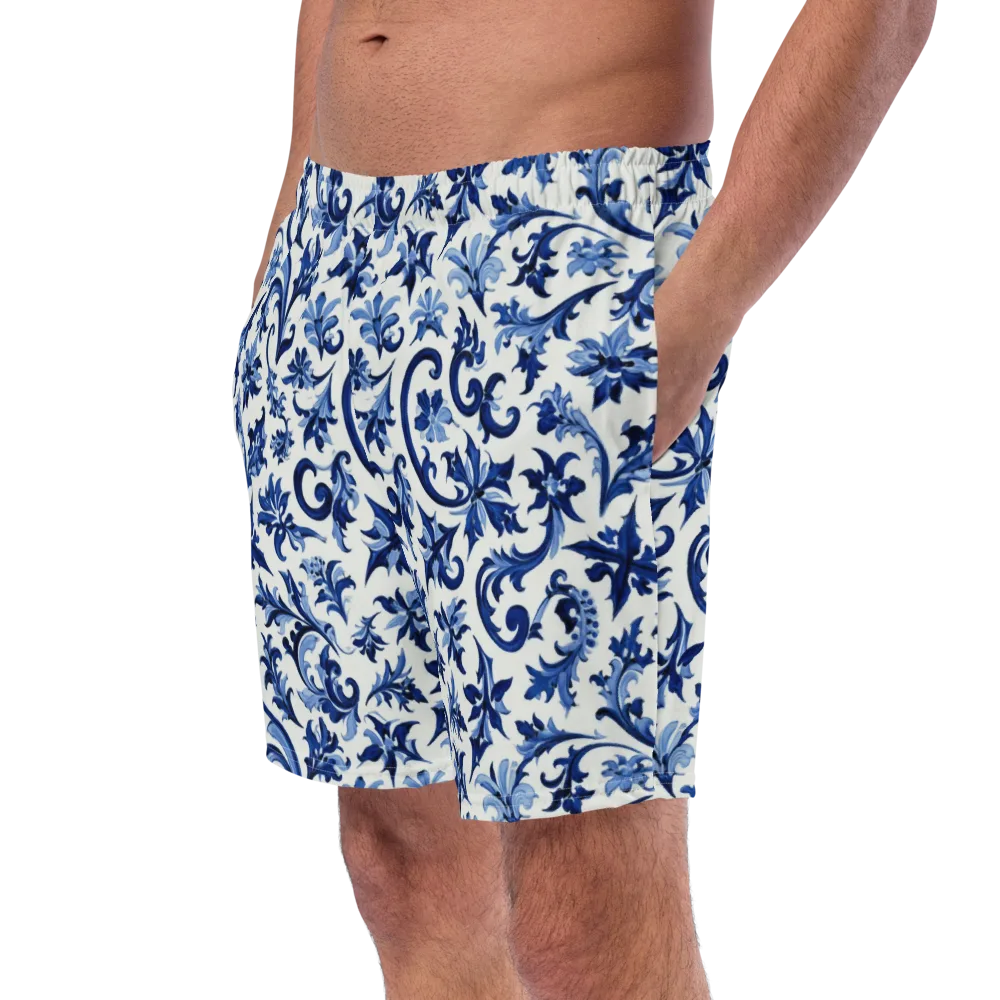 Indigo Filigree on Swim Trunks — Left Front