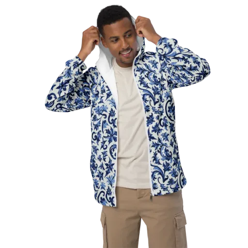 Indigo Filigree on a Men's Windbreaker
