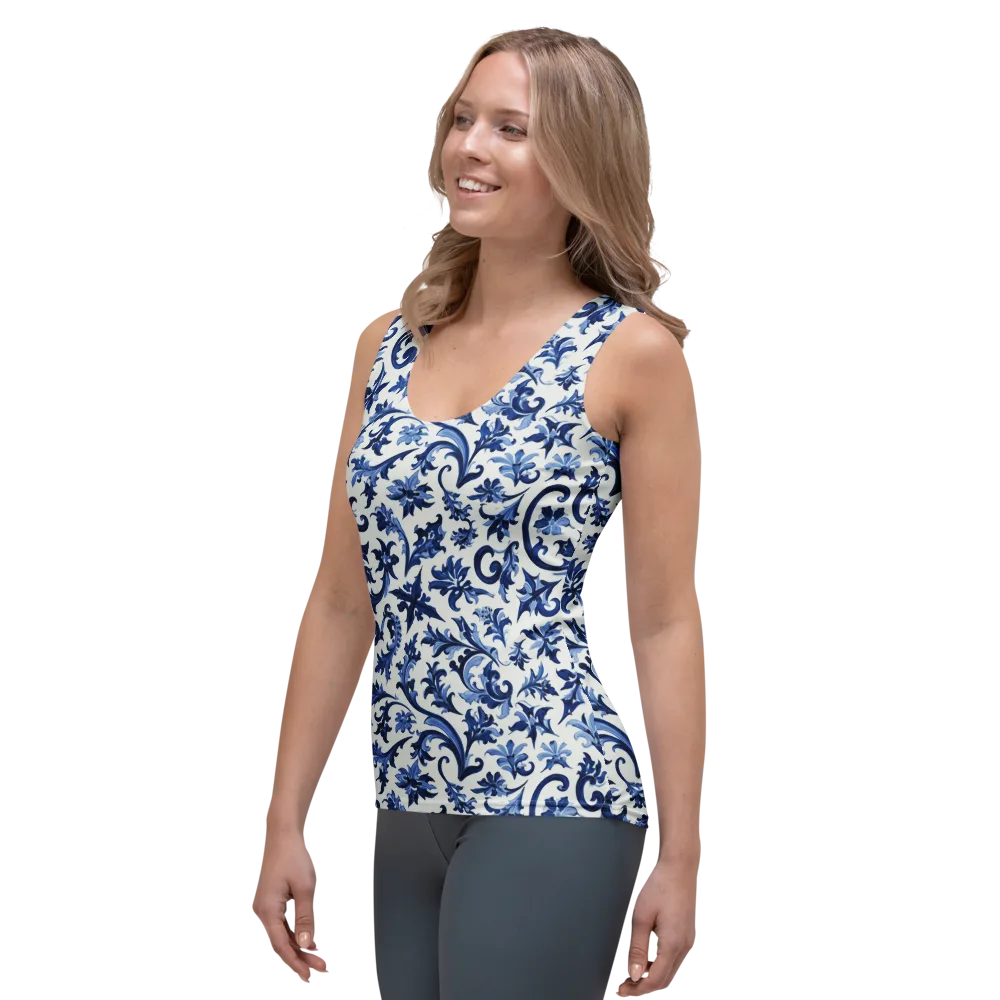 Indigo Filigree on Women's Tank Top — Left Front