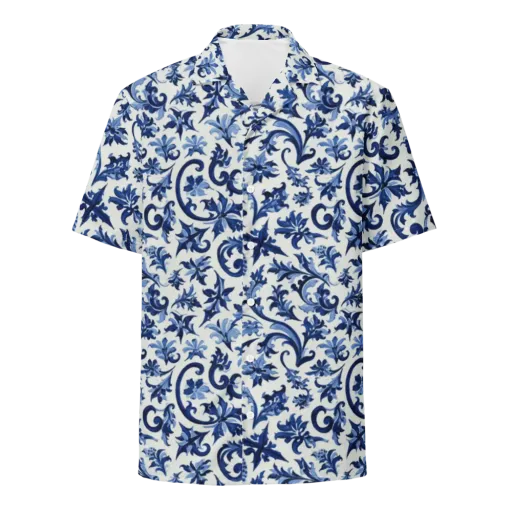 Indigo Filigree on a Button Shirt