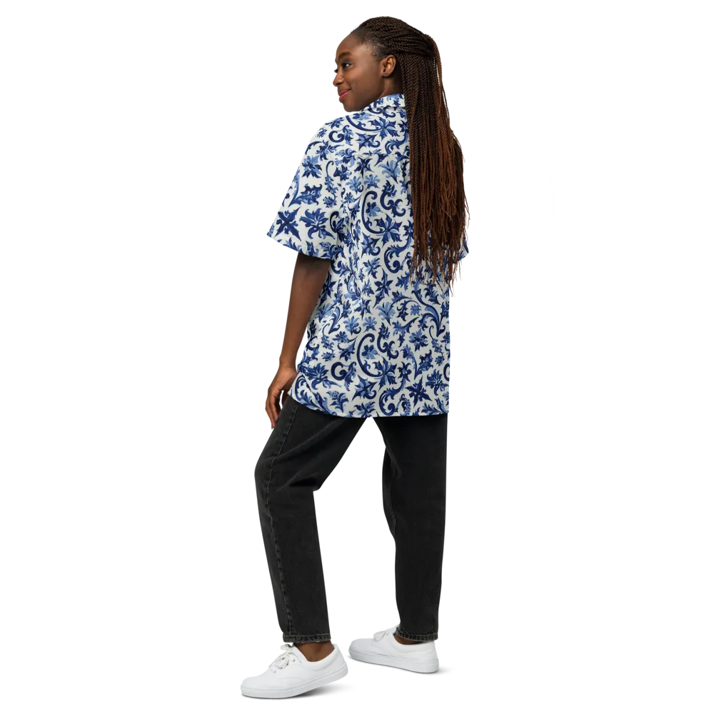 Indigo Filigree on Button Shirt — Back