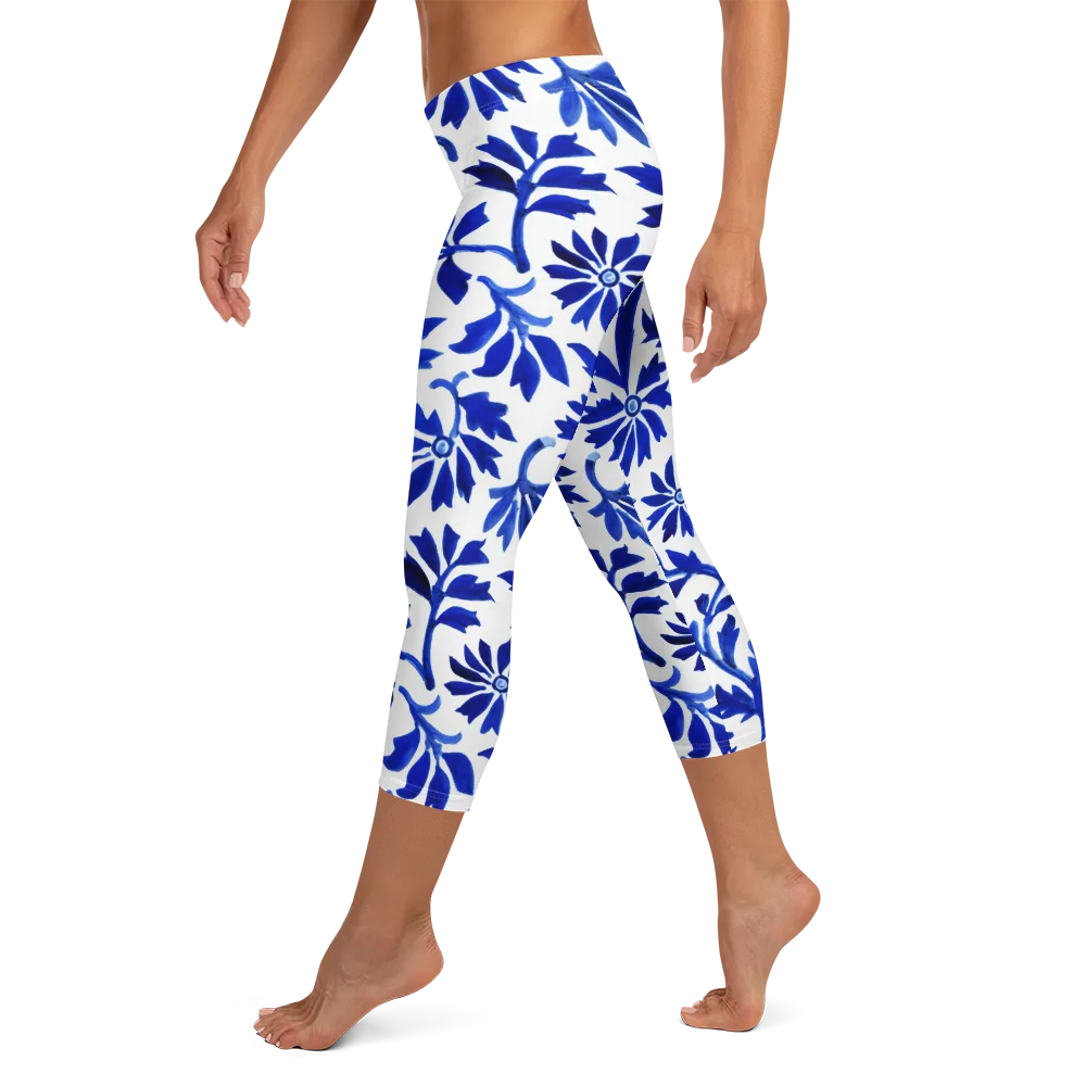 Azure Vinework on Capri Leggings — Left