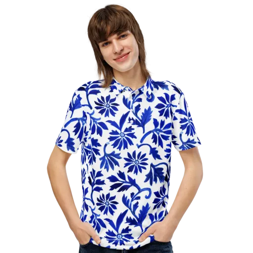 Azure Vinework on a Men's Slim Fit Polo Shirt