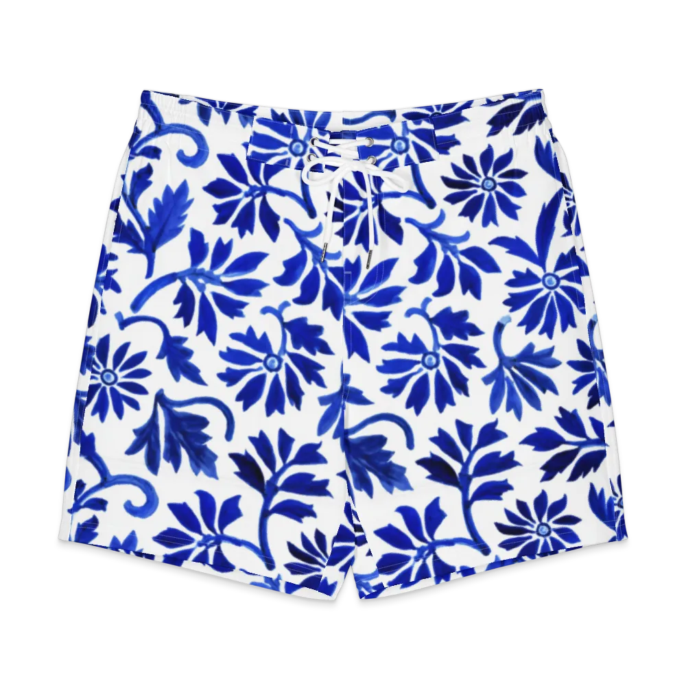 Azure Vinework on Men's Board Shorts — Front