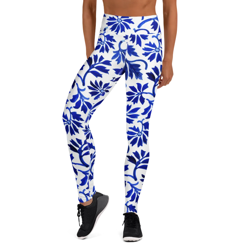 Azure Vinework on Yoga Leggings — Front