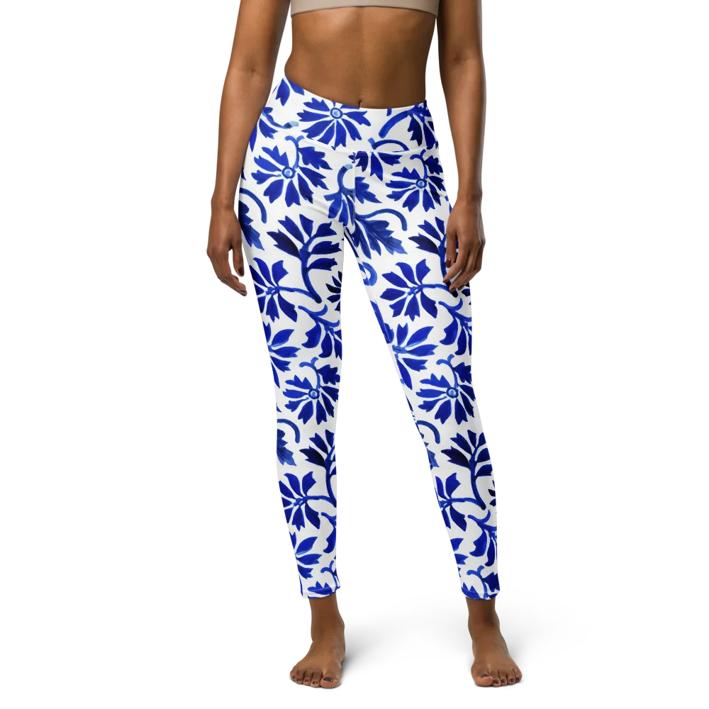 Azure Vinework on Yoga Leggings — Front