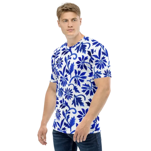 Azure Vinework on a Men's Crew Neck T-Shirt