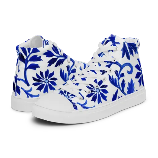 Azure Vinework on a Men's High Top Canvas Shoes