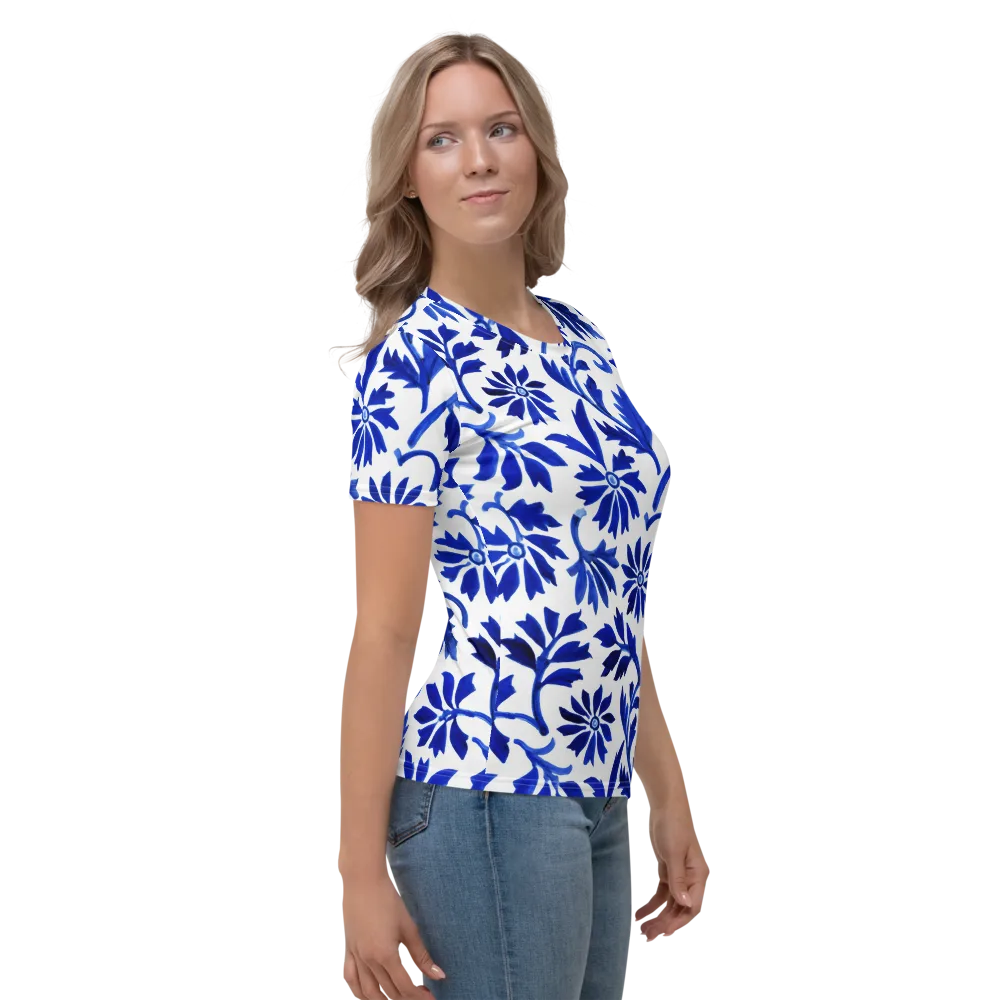 Azure Vinework on Women's Crew Neck T-Shirt — Right