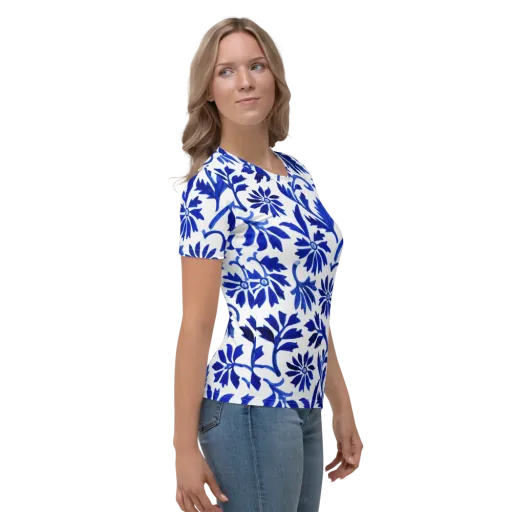 Azure Vinework on a Women's Crew Neck T-Shirt