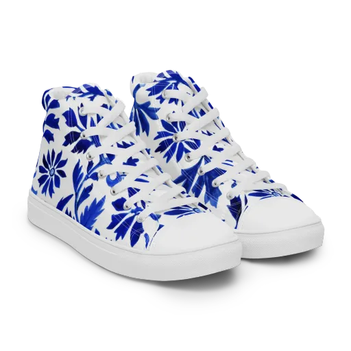 Azure Vinework on a Women's High Top Canvas Shoes