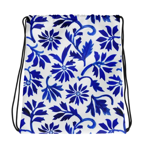 Azure Vinework on a Drawstring Bag