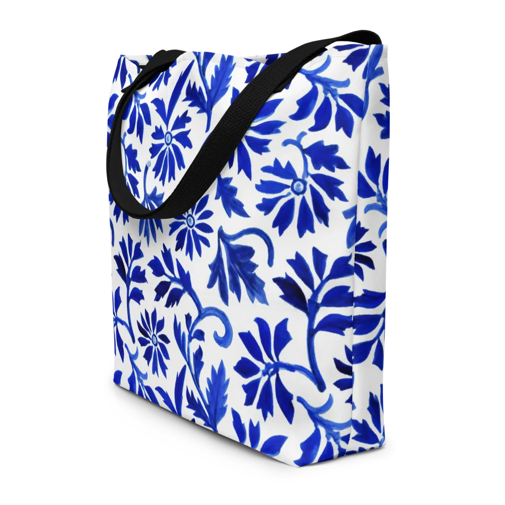 Azure Vinework on Large Tote Bag W/ Pocket — Front