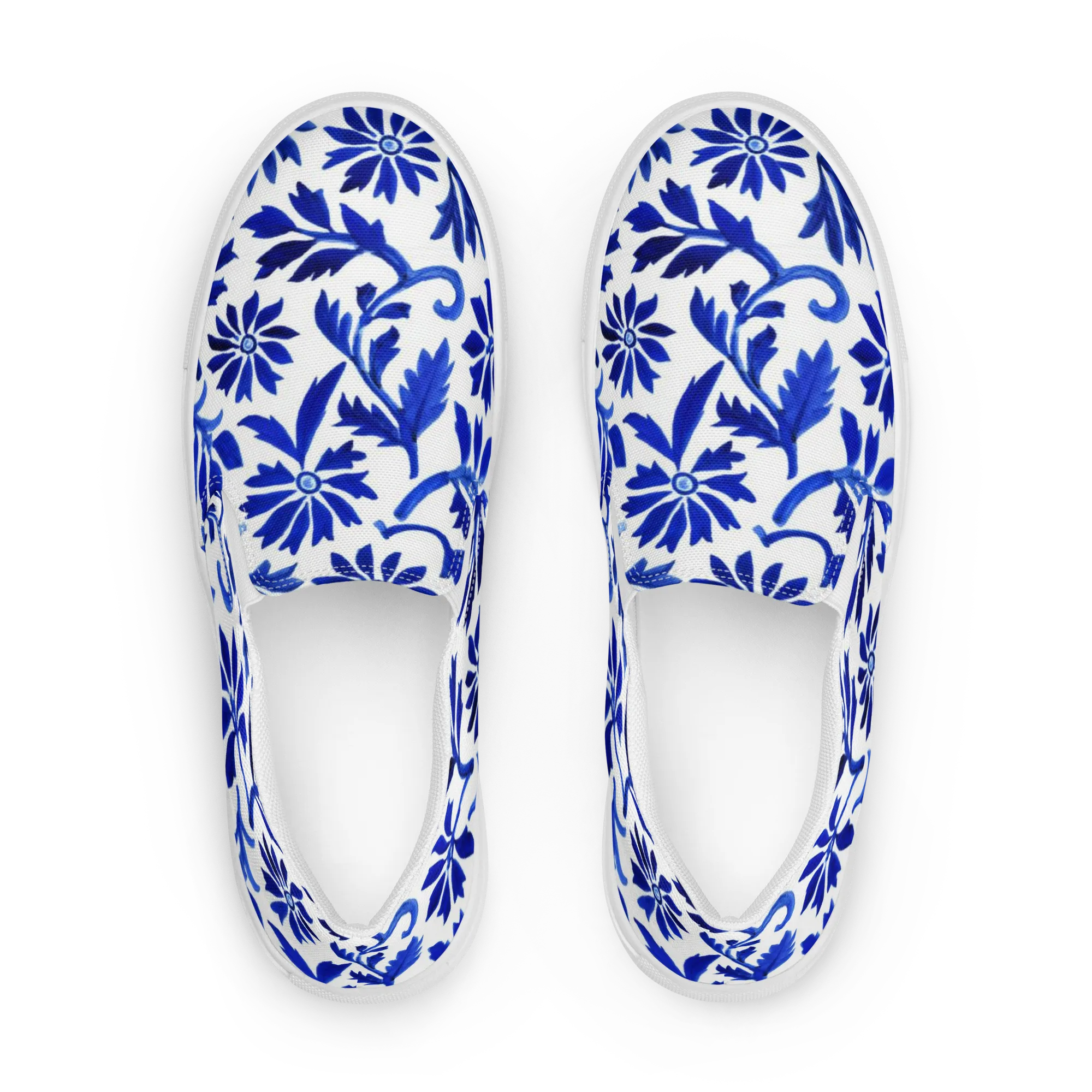 Azure Vinework on Women's Slip-On Canvas Shoes — Front