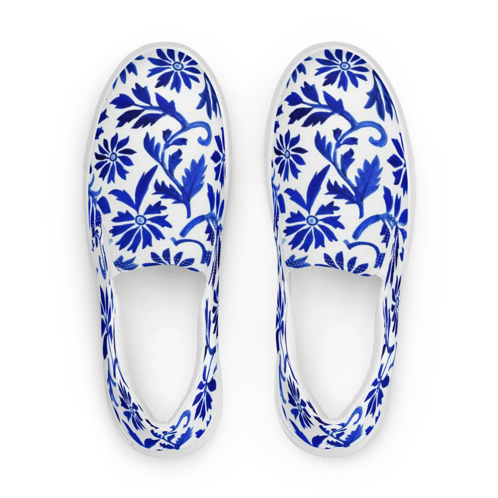 Azure Vinework on Women's Slip-On Canvas Shoes — Front