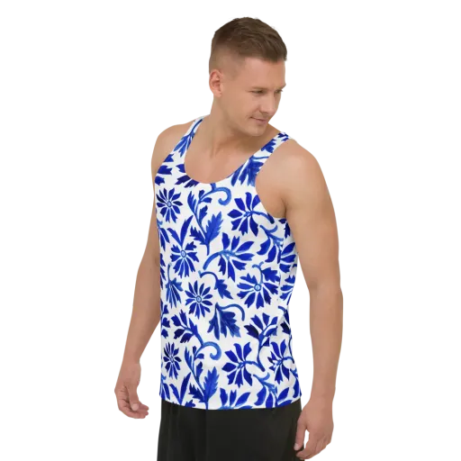 Azure Vinework on a Men's Tank Top