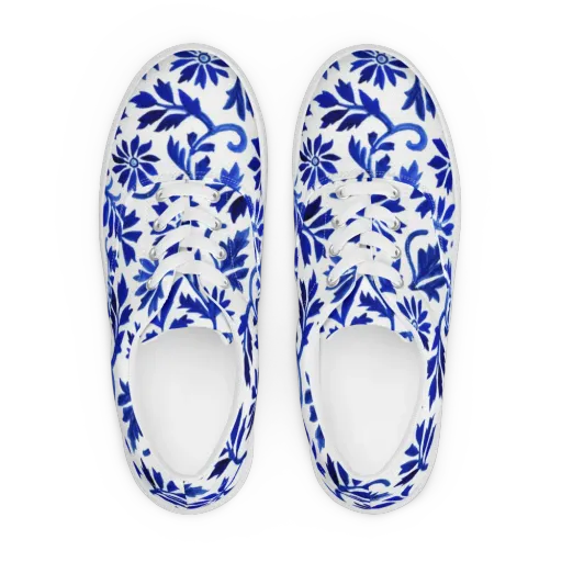Azure Vinework on a Men's Lace-Up Canvas Shoes