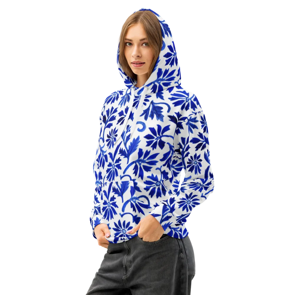 Azure Vinework on Cotton Hoodie — Left Front