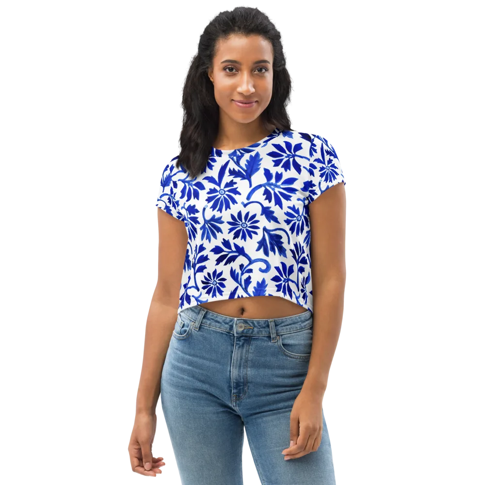 Azure Vinework on Crop Tee — Front