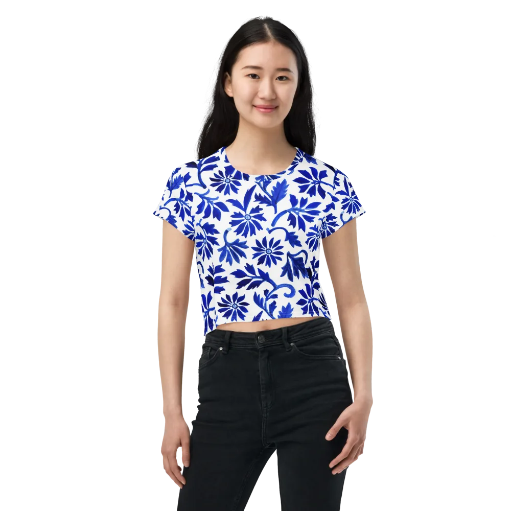 Azure Vinework on Crop Tee — Front
