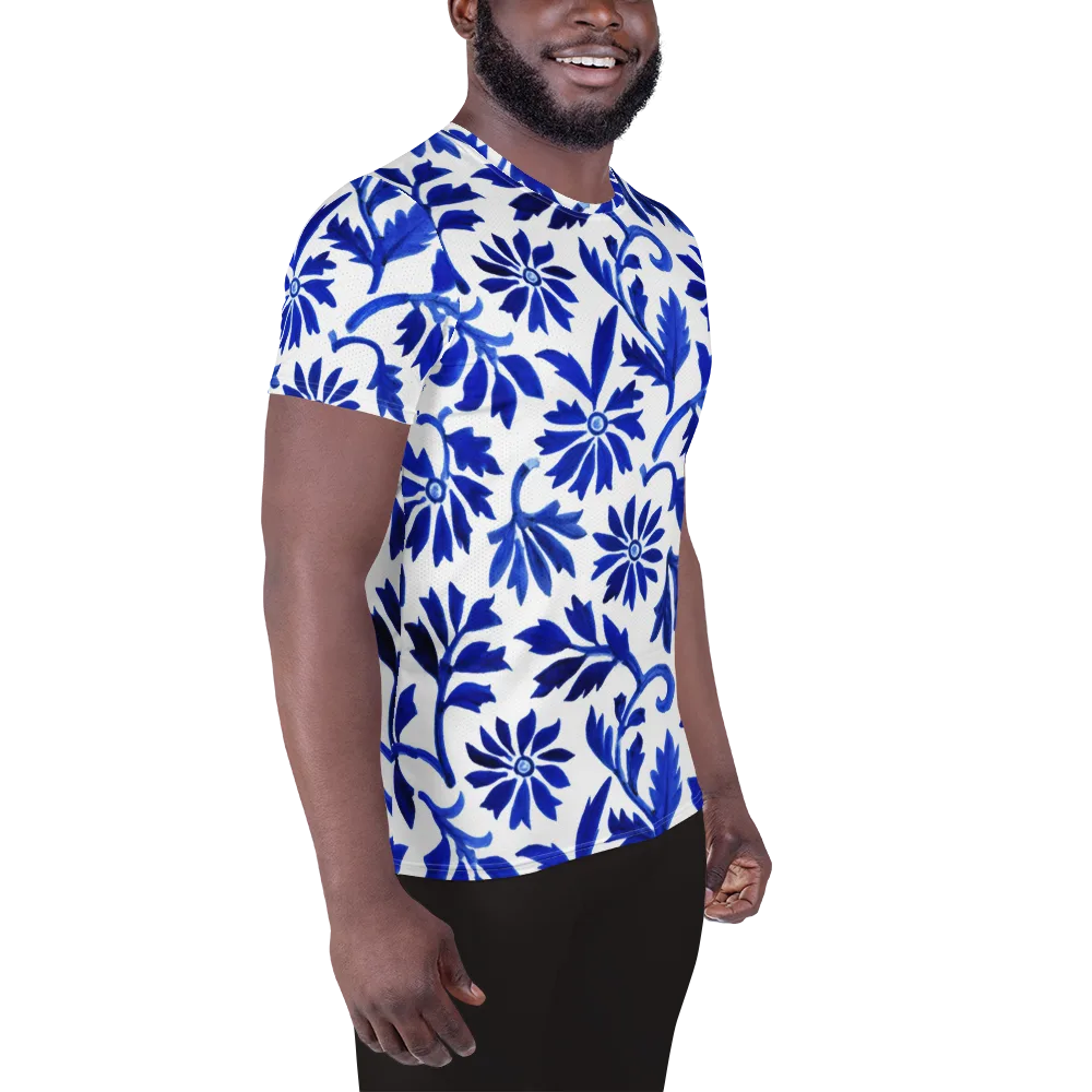 Azure Vinework on Men's Athletic T-Shirt — Right