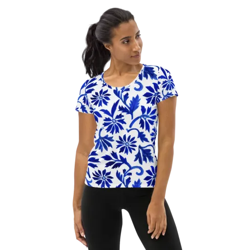 Azure Vinework on a Women's Athletic T-Shirt