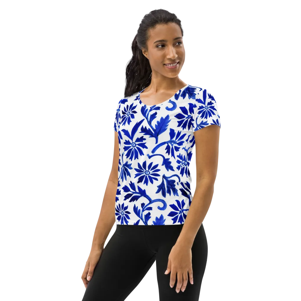 Azure Vinework on Women's Athletic T-Shirt — Left