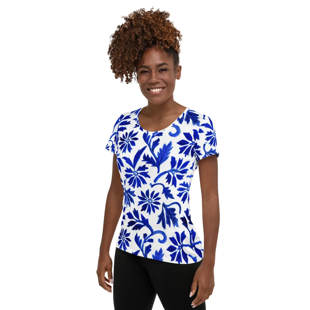 Azure Vinework on Women's Athletic T-Shirt — Left