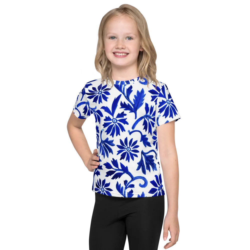 Azure Vinework on Kids Crew Neck T-Shirt — Front