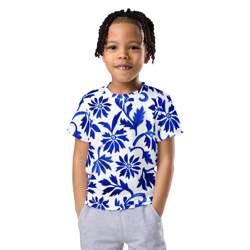 Azure Vinework on Kids Crew Neck T-Shirt — Front