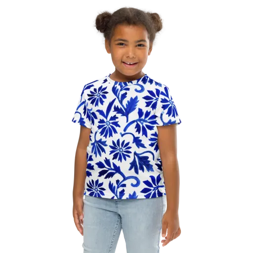 Azure Vinework on a Kids Crew Neck T-Shirt