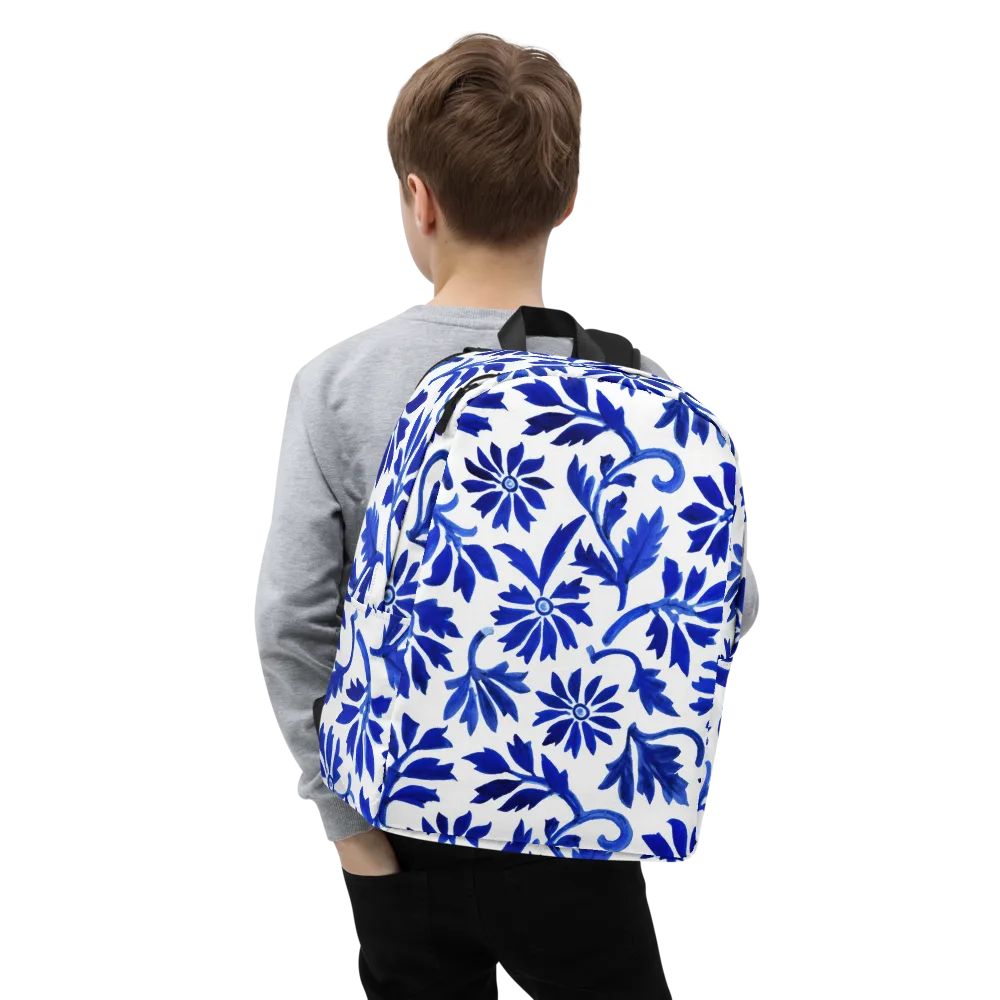 Azure Vinework on Minimalist Backpack — Zoomed-in