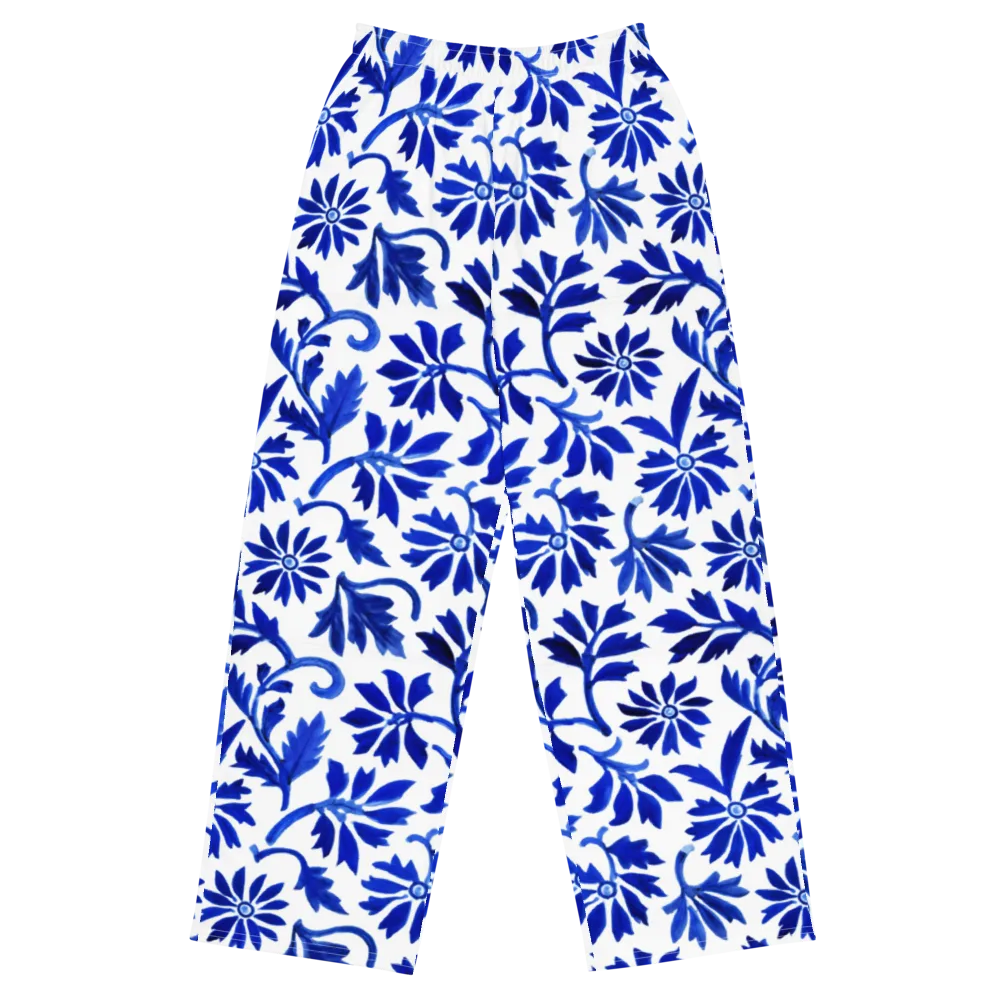 Azure Vinework on Wide-Leg Pants — Front