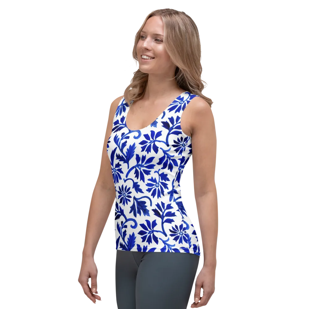 Azure Vinework on Women's Tank Top — Left Front