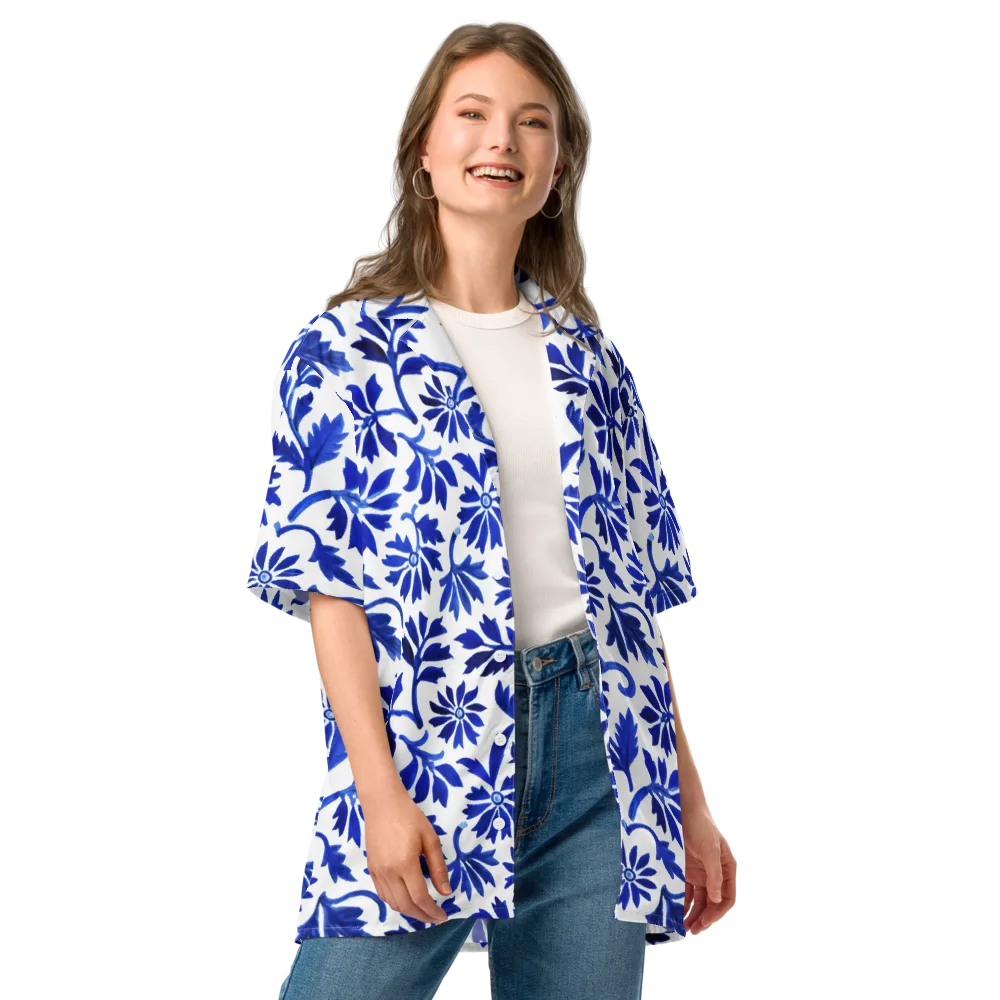 Azure Vinework on Button Shirt — Front