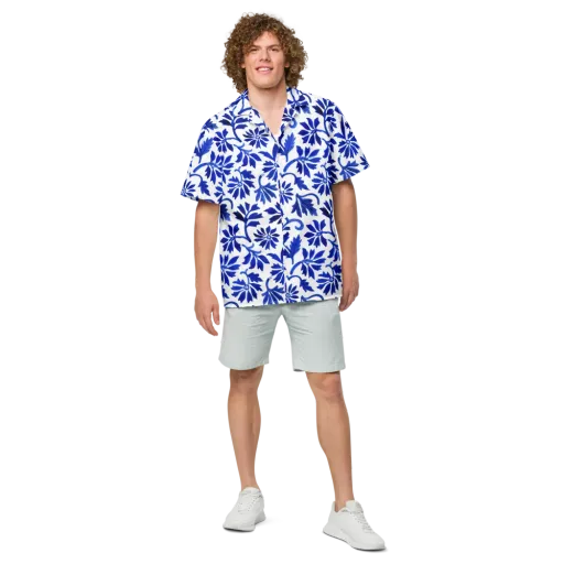 Azure Vinework on a Button Shirt