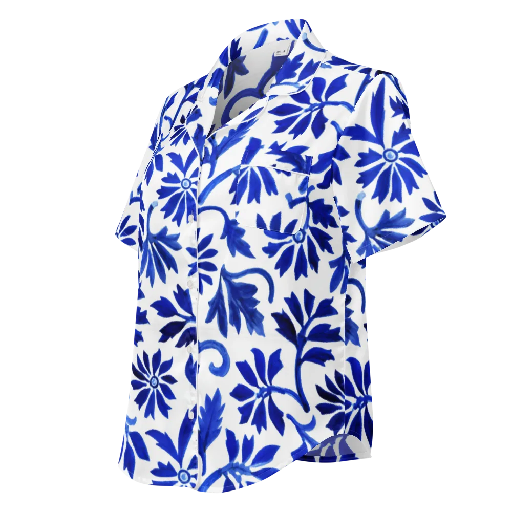 Azure Vinework on Women's Short Sleeve Pajama Top — Left Front