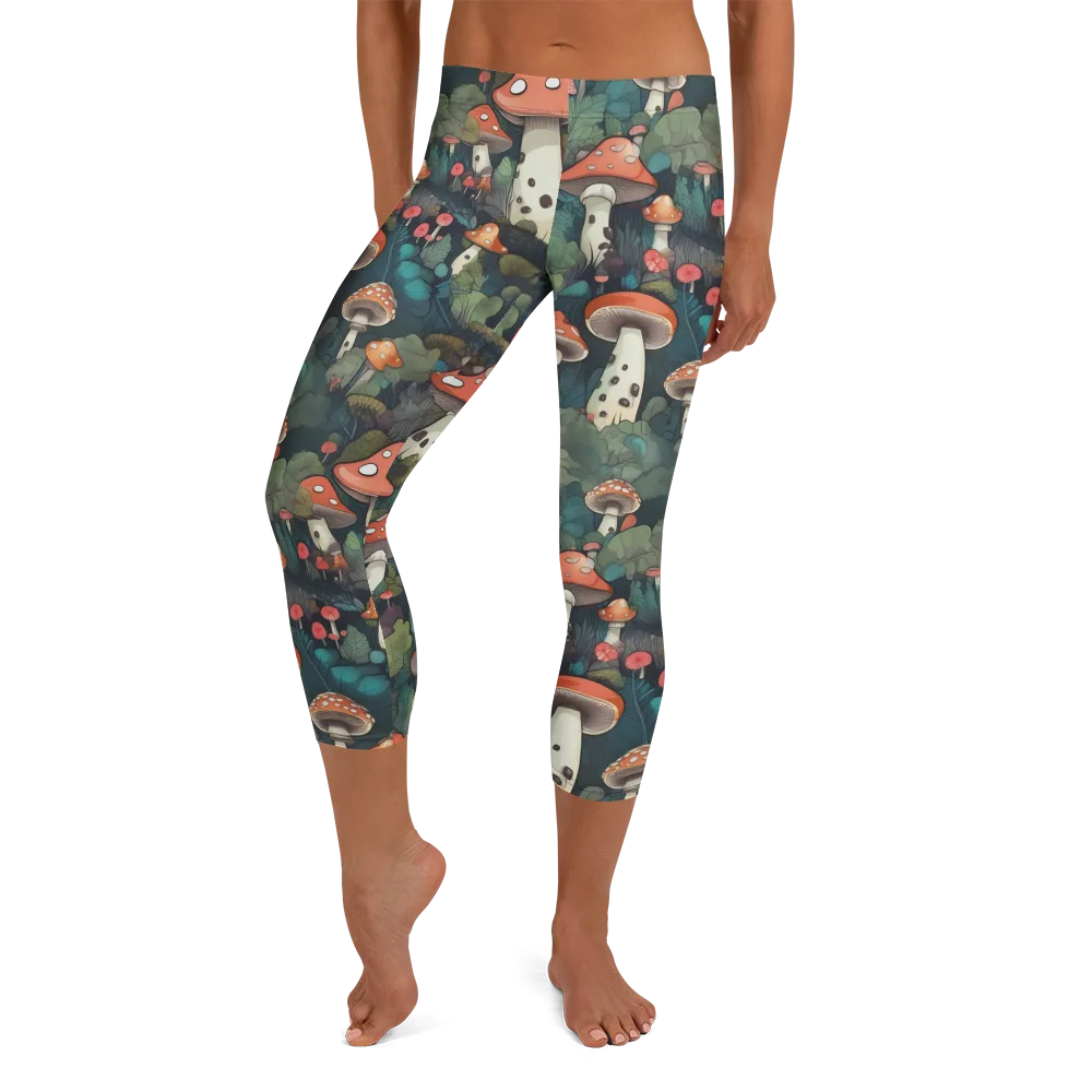 Toadstool Canopy on Capri Leggings — Front