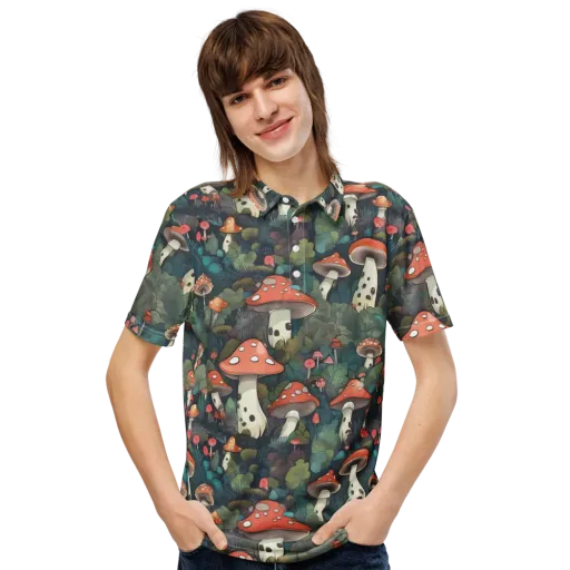 Toadstool Canopy on a Men's Slim Fit Polo Shirt