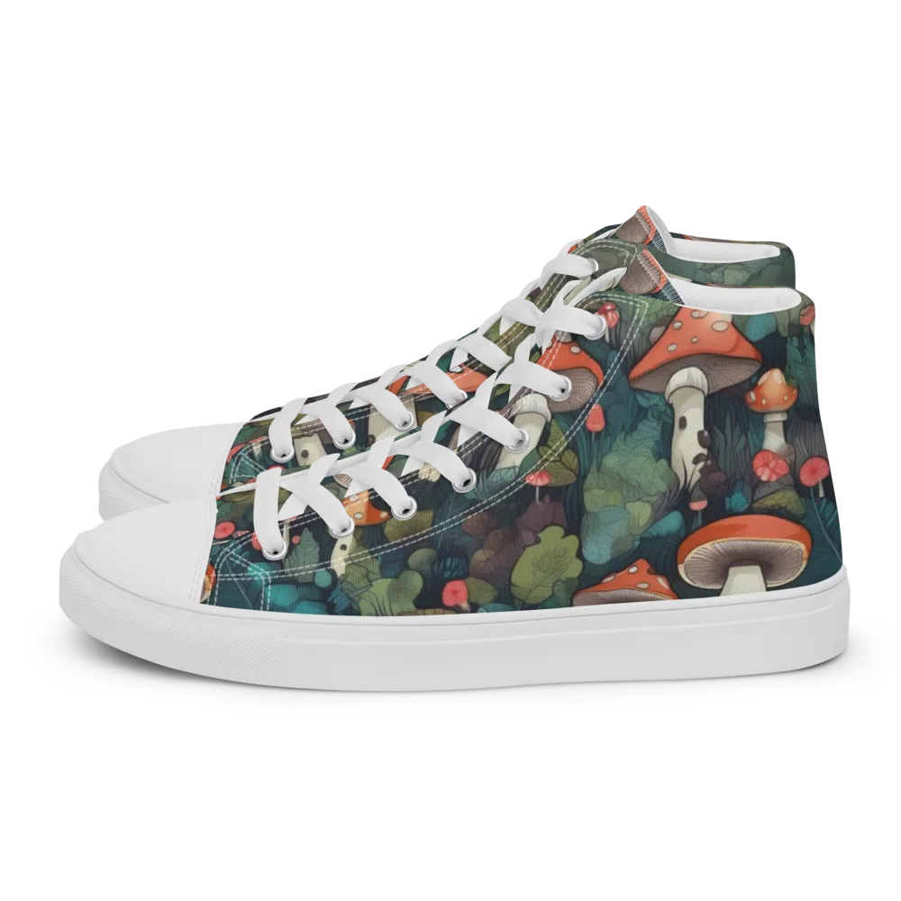 Toadstool Canopy on Men's High Top Canvas Shoes — Left